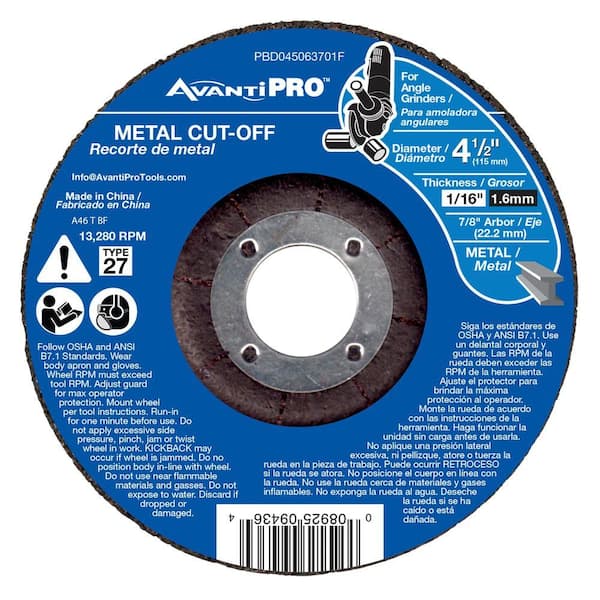 Avanti Pro 4-1/2 in. x 1/16 in. x 7/8 in. Metal Cut-Off Disc with Type 27 Depressed Center