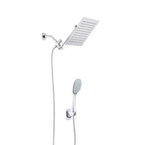 6-Spray Patterns with 2.5 GPM 10 in. Wall Mount Square Dual Shower Heads with Hand Shower Faucet in Chrome
