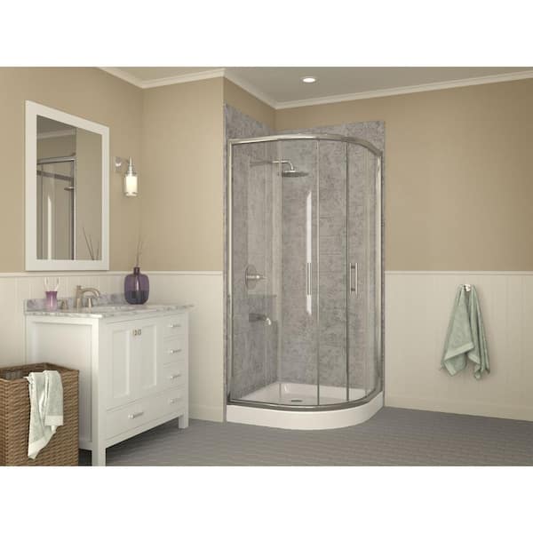 Randi Base Series 36 in. L x 36 in. W Corner Shower Shower Pan Base with Center Drain in Glossy White Marine Acrylic