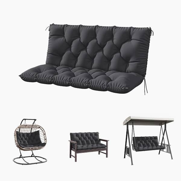 Kimunuk 47 in. x 40 in. x 5 in. 2-Seater Contoured Replacement Outdoor Porch Swing Cushion with Backrest Bench Cushion Grey