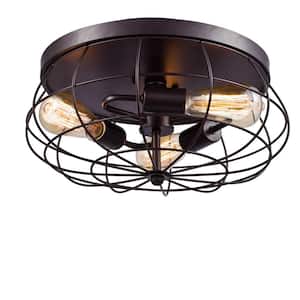 16.54 in. 3-Light Black Flush Mount with No Glass Shade and No Light Bulb Type Included (1-Pack)