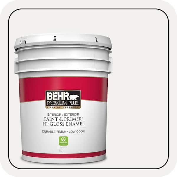 BEHR PREMIUM PLUS 5 gal. #W-D-600 Bridal Veil Hi-Gloss Enamel Interior/Exterior Paint & Primer