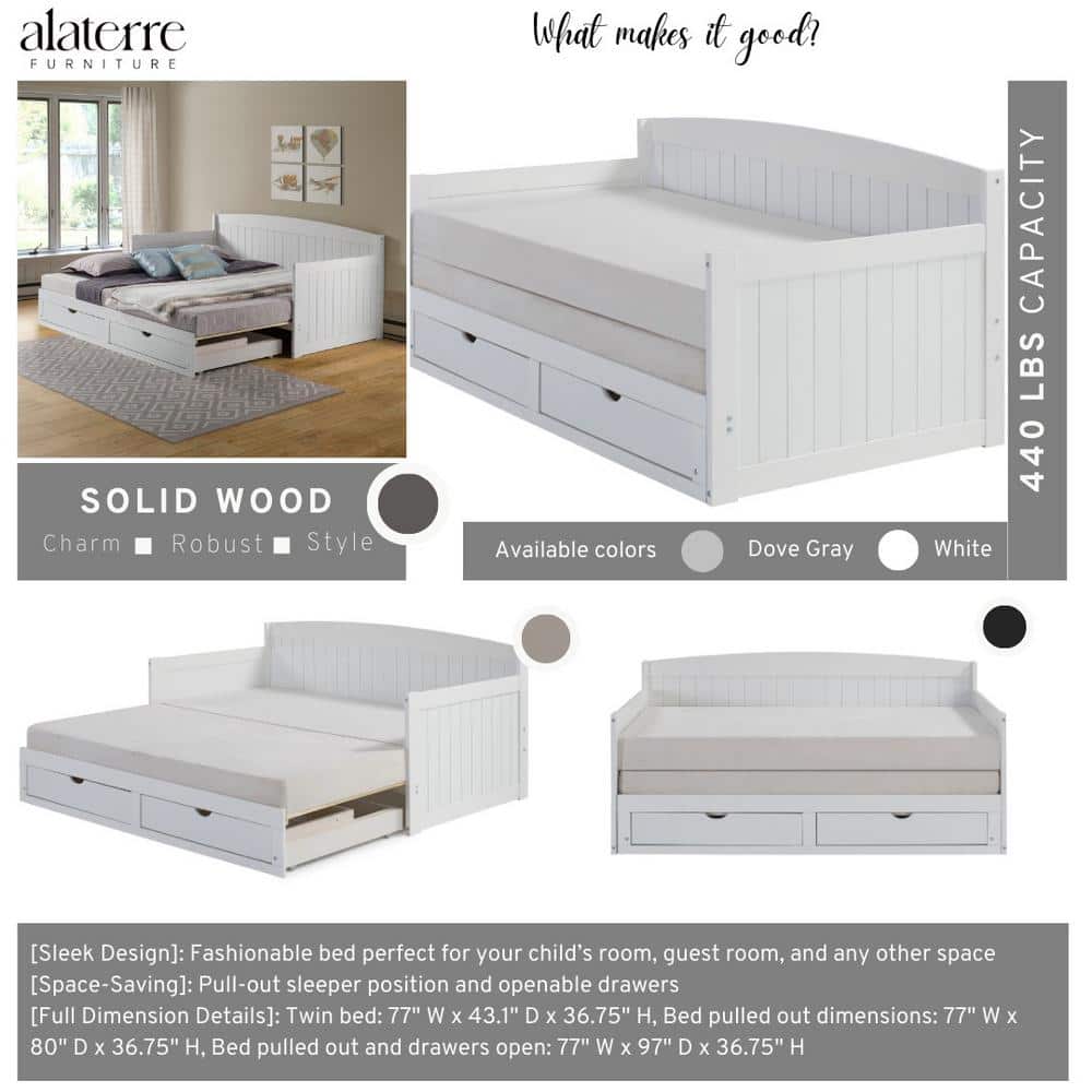 White Pine King Daybed with Storage Drawers