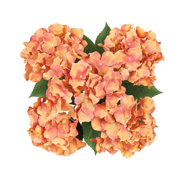 LIVING LUXURY 19 in. Dusty Orange Artificial Hydrangea Flower Stem