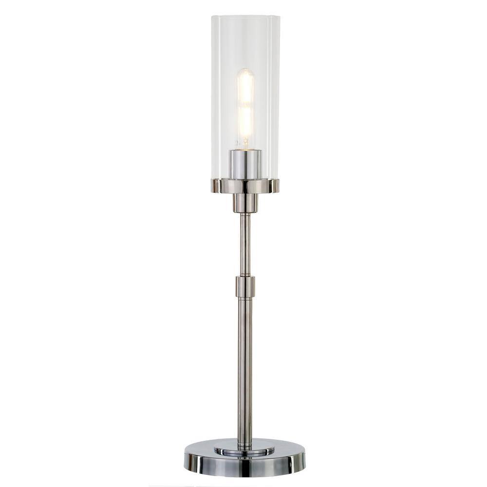 Polished Nickel and Clear Glass Buffet Table Lamp