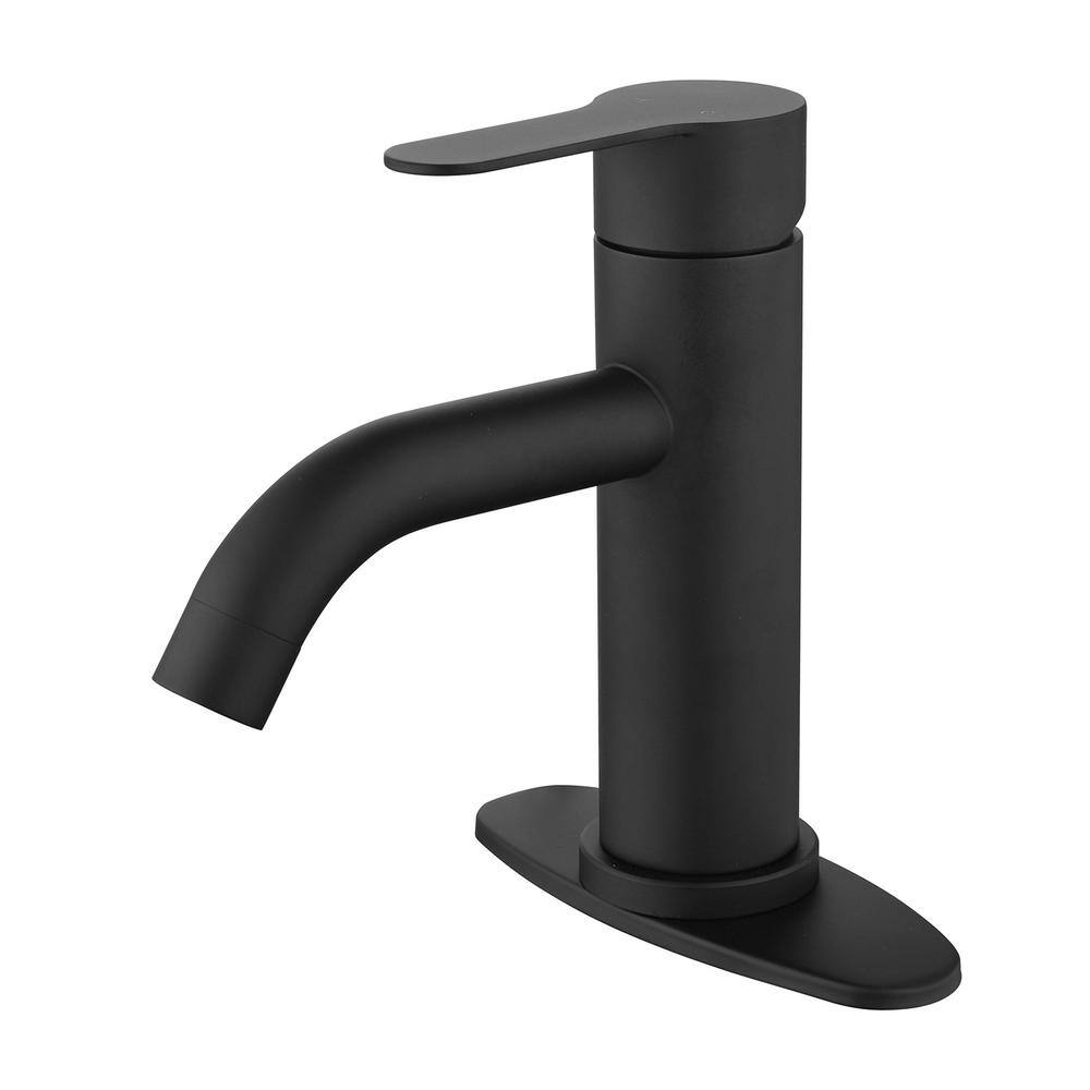 SingleHandle Single Hole Bathroom Faucet with Deck Plate in Matte Black TYL062B The Home Depot