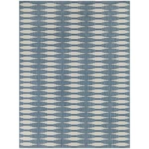 Durant Blue 7 ft. 10 in. x 10 ft. Geometric Indoor/Outdoor Area Rug