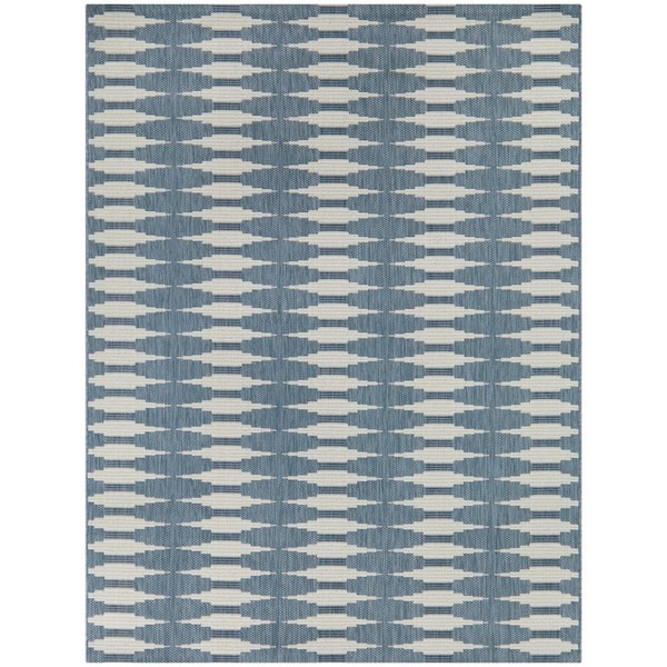 BALTA Durant Blue 7 ft. 10 in. x 10 ft. Geometric Indoor/Outdoor Area Rug