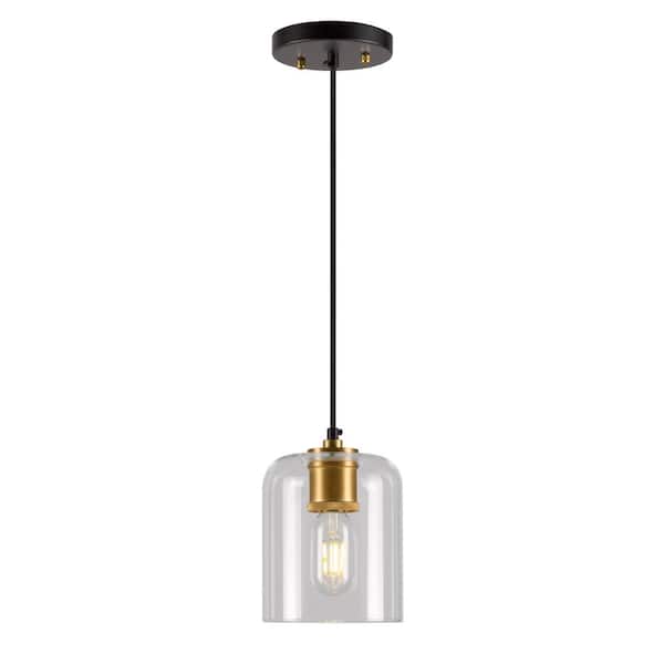 Unbranded Tyrone 1-Light Black and Soft Gold Pendant with Clear Glass