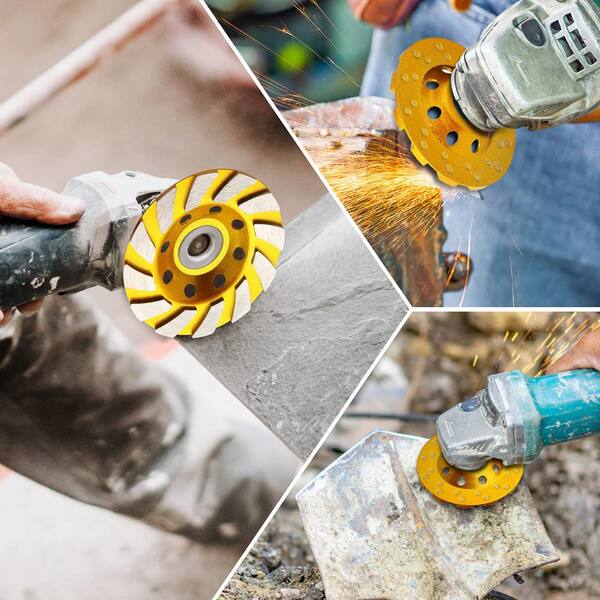Angel Sar 5 Pcs 4 in. Diamond Cup Grinder Heavy Duty Concrete Turbo Diamond Grinding Cup Wheel for Angle Grinder JI33RN47 The Home Depot