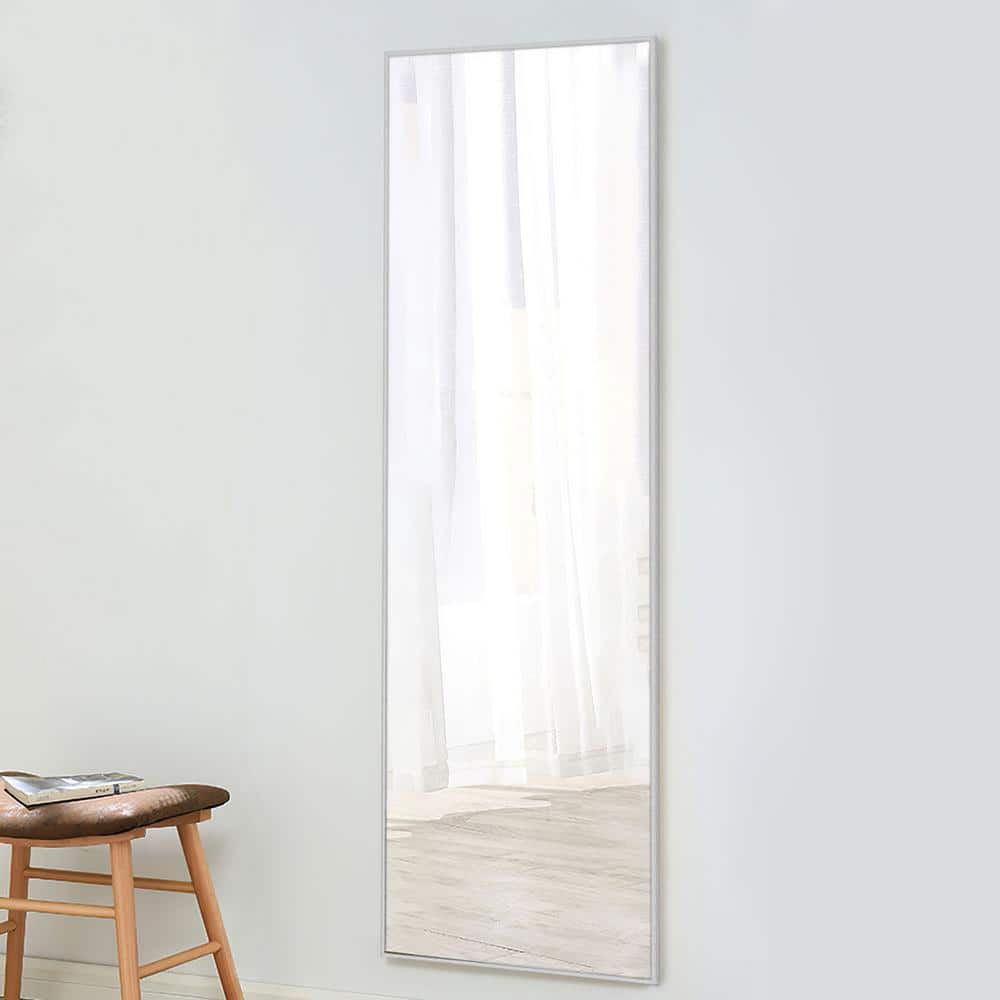22 in. x 65 in. Modern Rectangle Framed Full-Length Mirror Silver Aluminum 