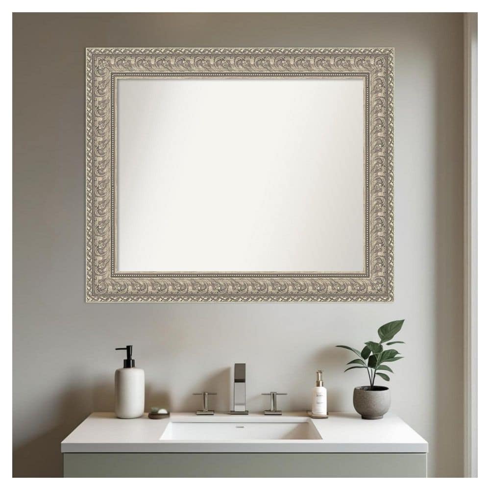 Sydney Silver 34.5 in. x 28.5 in. Non-Beveled Traditional Rectangle Framed Bathroom Wall Mirror price history on PriceWatchPro