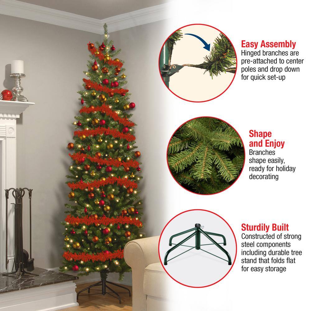 Slim Kingswood Fir 6.5' Green Artificial Christmas Tree with Clear Lights