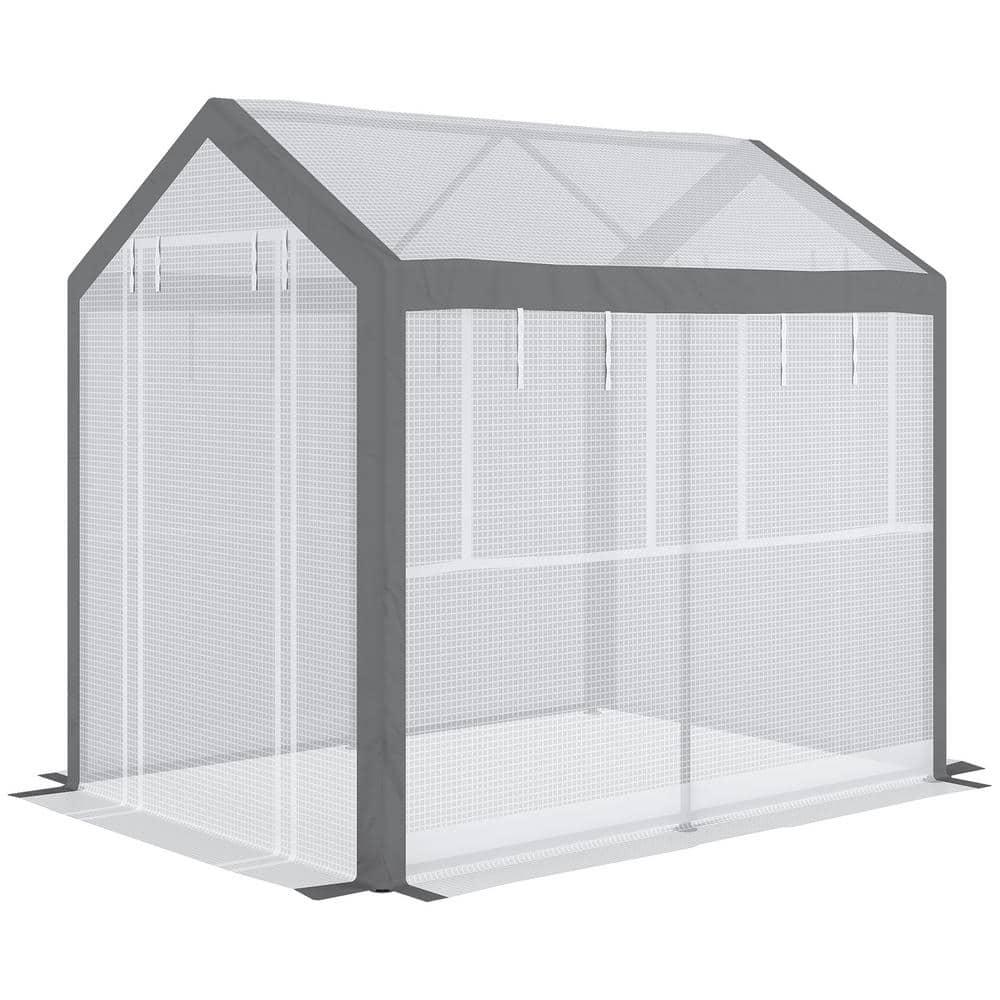 8 ft. x 6 ft. Walk-In Steel Greenhouse Planter with Ventilation