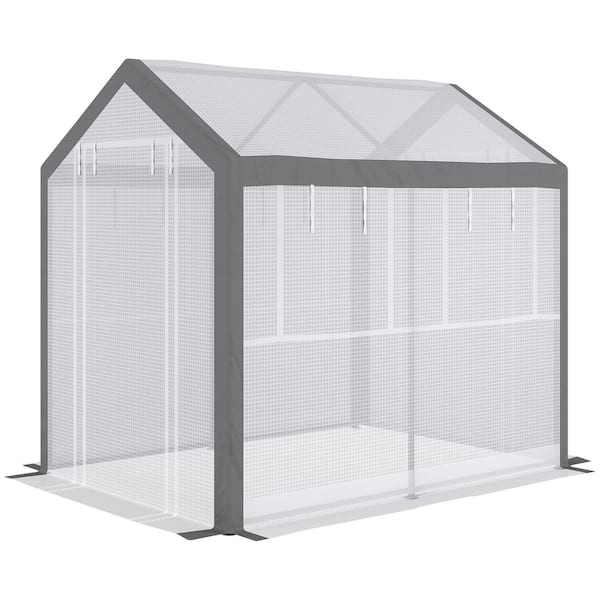 Unbranded 8 ft. x 6 ft. Walk-In Steel Greenhouse Planter with Ventilation