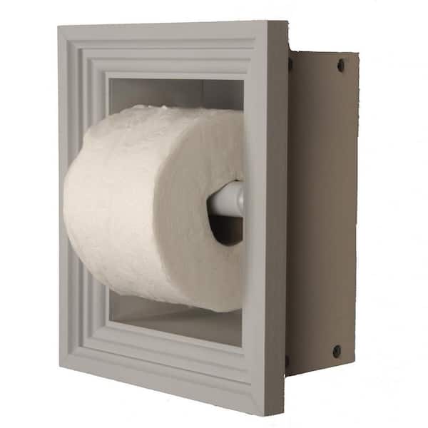Recessed Toilet Paper Holder Primed Gray Tripoli Solid Wood with Newport Frame