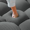 J&E Home Full Assembled 98.43 in. Armless Curved 3D Textured Dot-Knit Polyester 3-Seater Modular Sectional Sofa in. Dark Gray JE-LS132GY-3