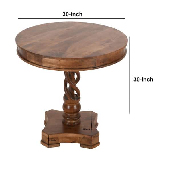 THE URBAN PORT 30 in. W Walnut Brown Round Mango Wood Table with