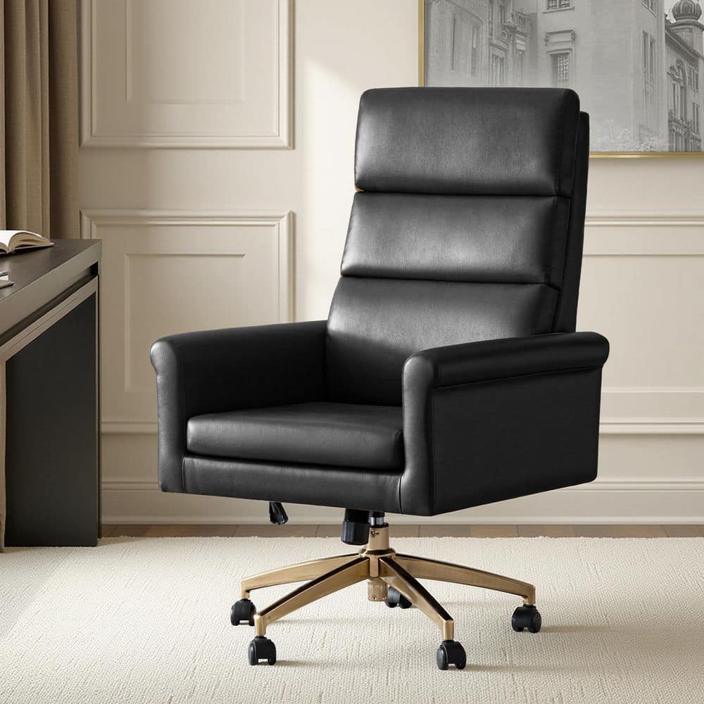 Athena Polyester Swivel Task Chair in Black with Ergonomic Segmented Back