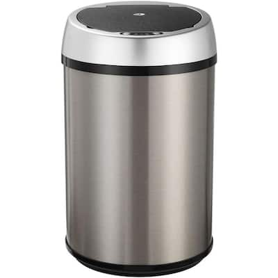 Household Essentials 30 l/8 Gal. Round Touchless Trash Can Black Stainless  Steel with Motion Sensor 94510-1 - The Home Depot