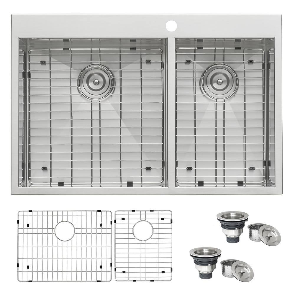 Ruvati 33" Stainless Steel Double Bowl Kitchen Sink