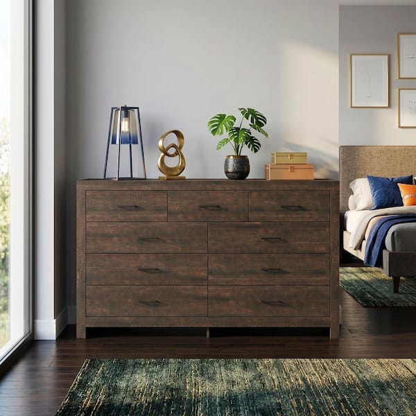 brown dresser chest Kingdely Wood Grain 63 in. W Wooden Dresser, of Drawers, Sideboard with 9-Drawers without Mirror L-THD-200260-02-c1 Shoe Size (UK):6.5 The York collection celebrates Gown Bridesmaid Pretty Popular Romper Dress
