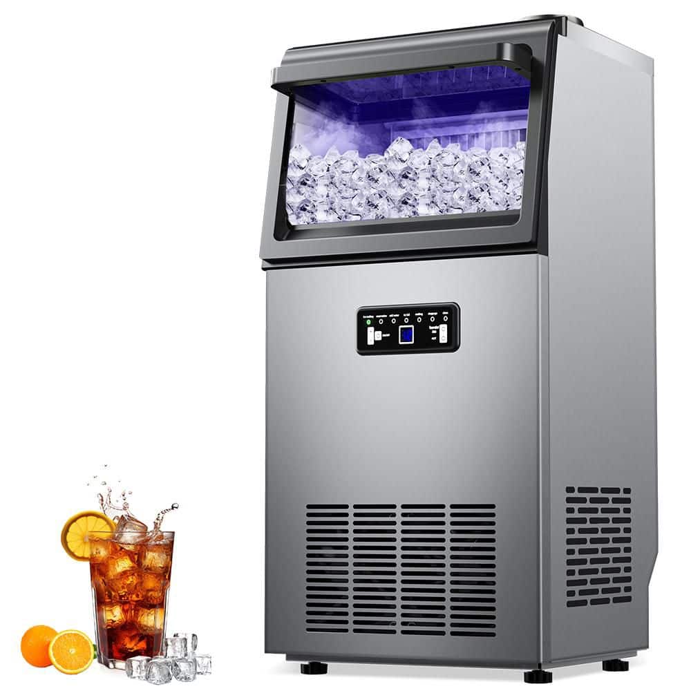 13.78 in. 110 lbs./Day Commercial Freestanding/Built-In Full Size Cubes Ice Maker in Stainless Steel with 2-Water Inlet