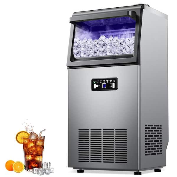 13.78 in. 110 lbs./Day Commercial Freestanding/Built-In Full Size Cubes Ice Maker in Stainless Steel with 2-Water Inlet