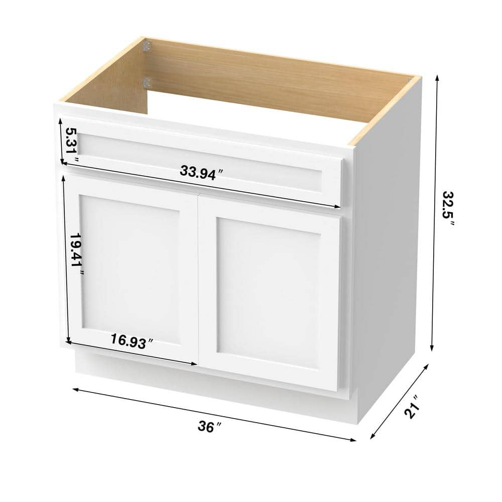 White Birchwood 36" Vanity Cabinet with Soft-Closing Doors