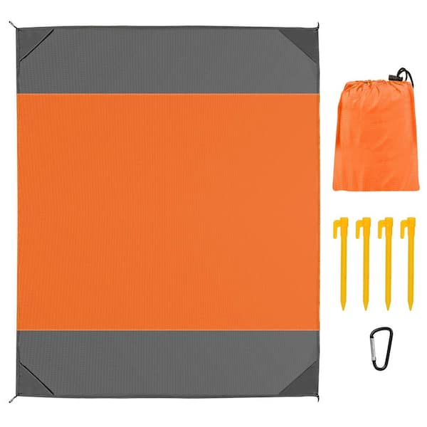 Afoxsos 96.5 in. x 108 in. Orange Sand Proof Picnic Blanket Water Resistant Foldable Camping Beach Mat