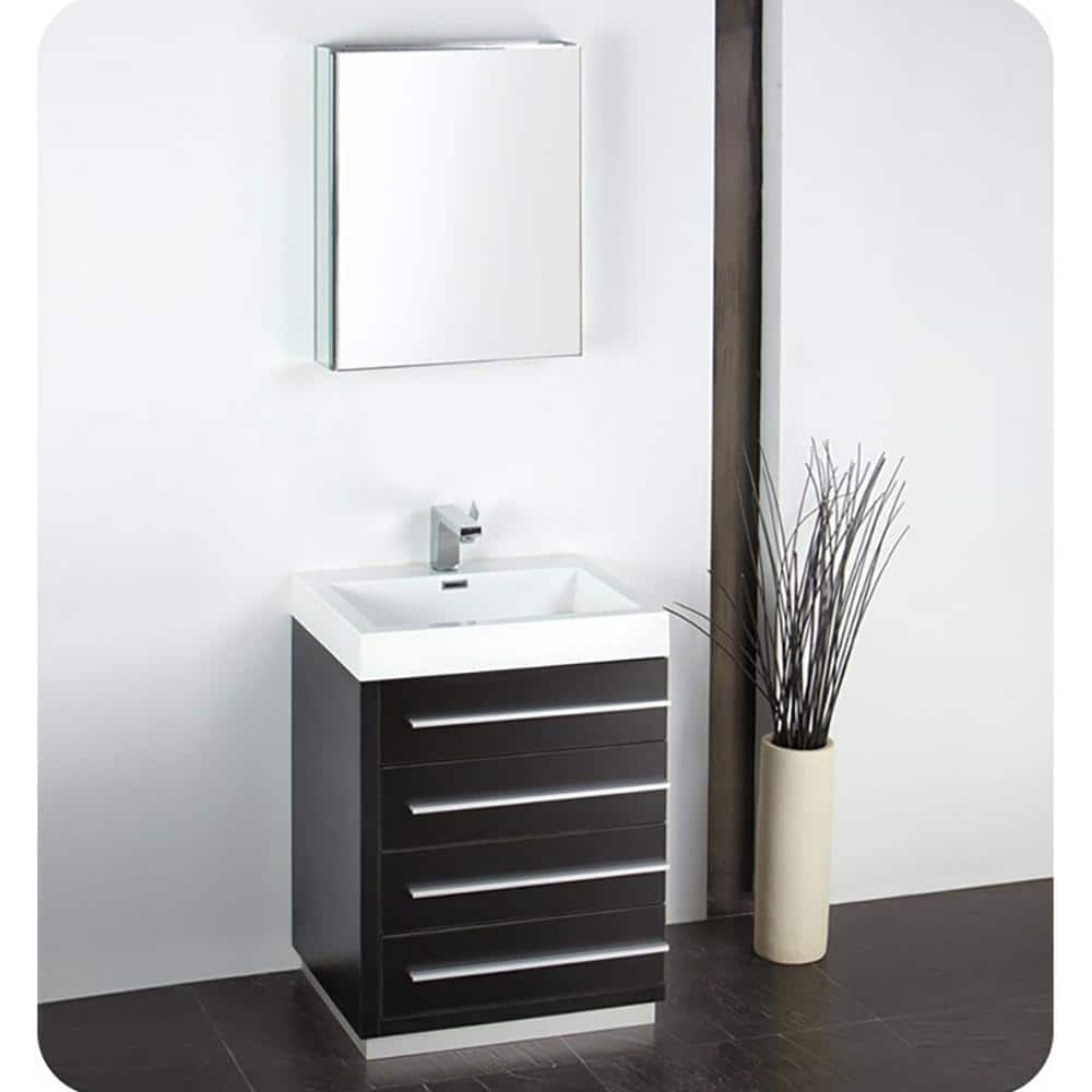 Black MDF Single Sink Bathroom Vanity with Acrylic Top