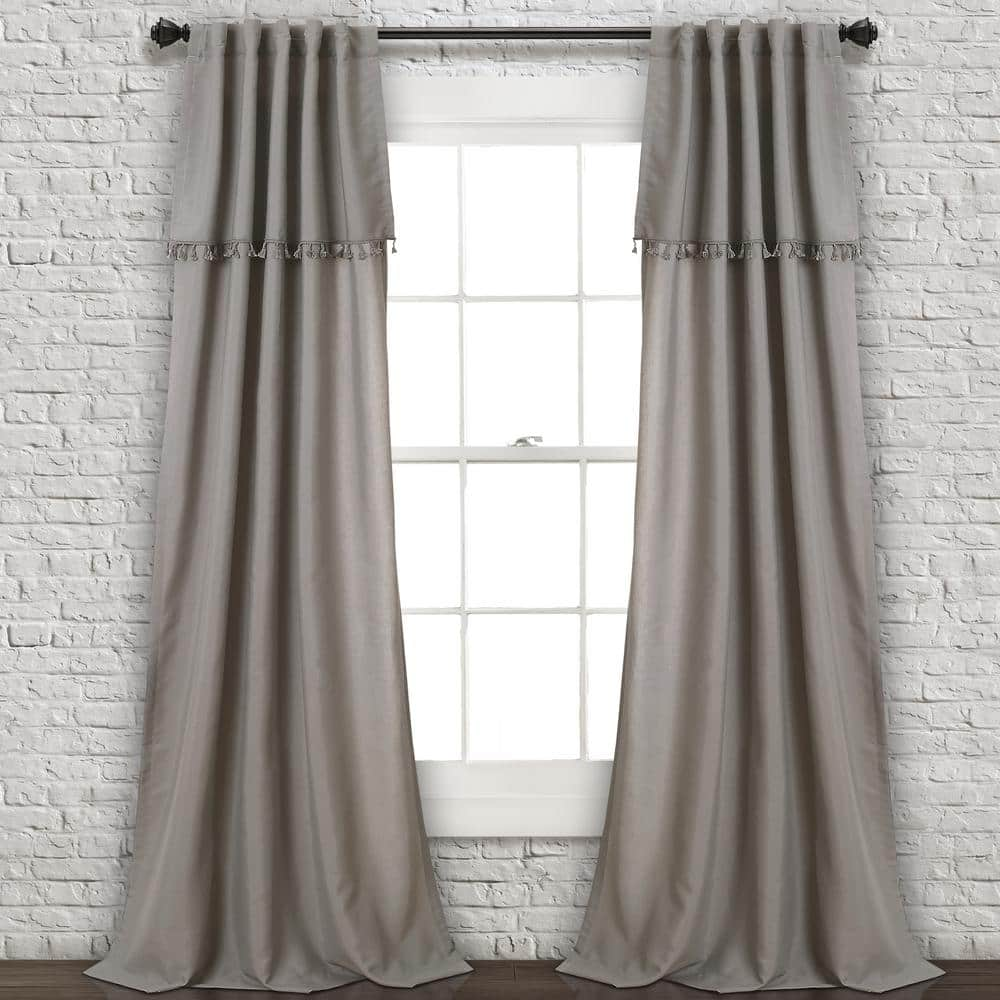 Lush Decor Gray Linen Back Tab Room Darkening Curtain - 40 in. W x