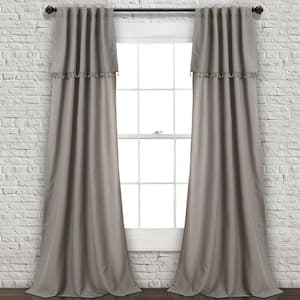 Gray Linen Back Tab Room Darkening Curtain - 40 in. W x 84 in. L