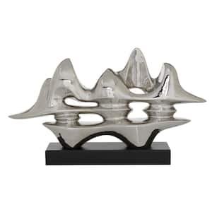 Silver Ceramic Abstract Sculpture, 25.25 in. L x 14.5 in. H