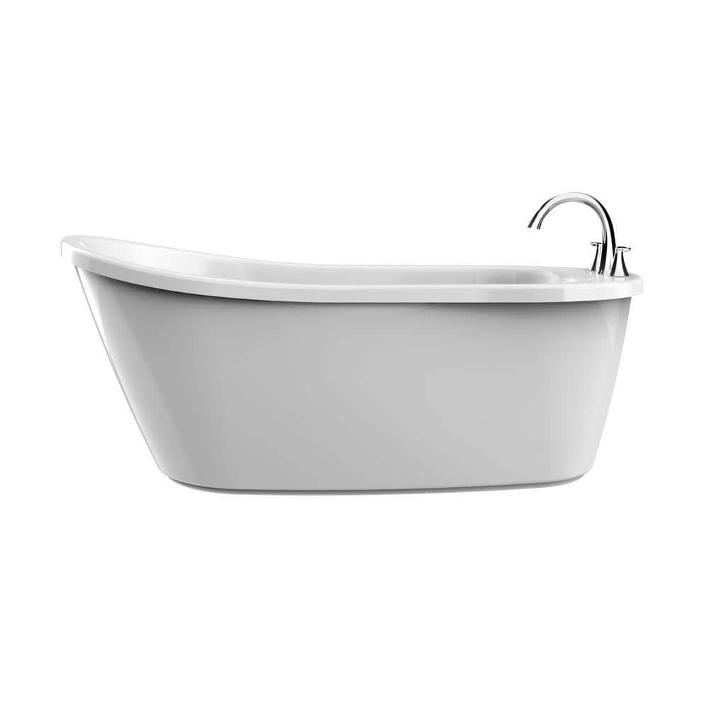 Piccolo 59 in. x 32 in. Soaking Bathtub with Universal Drain in White with MX22827 Chrome Faucet