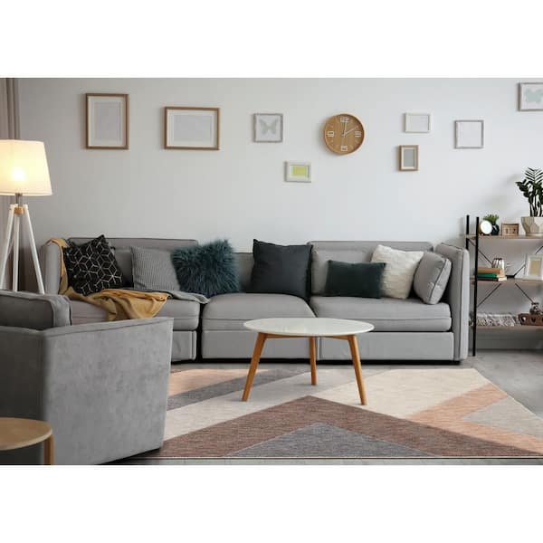 Cora Collections 8 ft. x 11 ft. Pink Geometric, Stripes, Tonal/Solid Indoor Area Rug