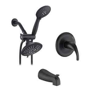 Melo Single Handle 6-Spray Round Shower Faucet with Tub Spout in Matte Black (Valve Included)