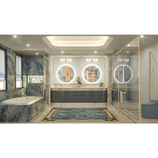 32 in. W x 32 in. H Round Frameless Super Bright 192 Leds/m Lighted Anti-Fog Tempered Glass Wall Bathroom Vanity Mirror