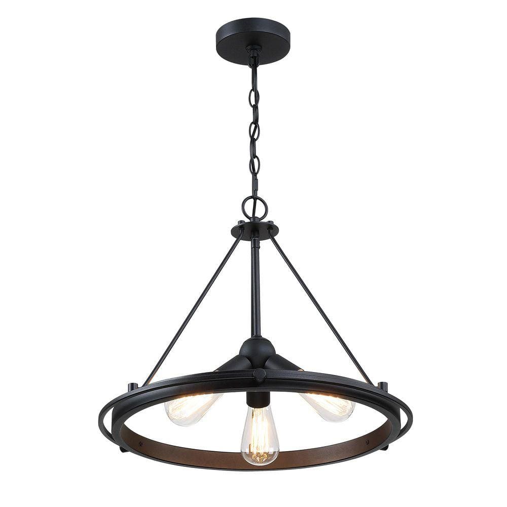 Miscool Avex 3-Light Black Pendant Light with Round Steel Frame