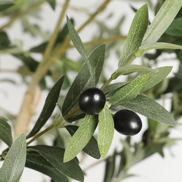 10 ft. Artificial Olive Tree in Pot with Natural Wood Trunk and