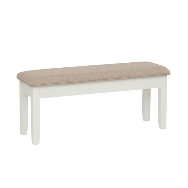Powell Company Twyla Vanilla White and Light Tan Dining Bench Backless with Storage 45 in.