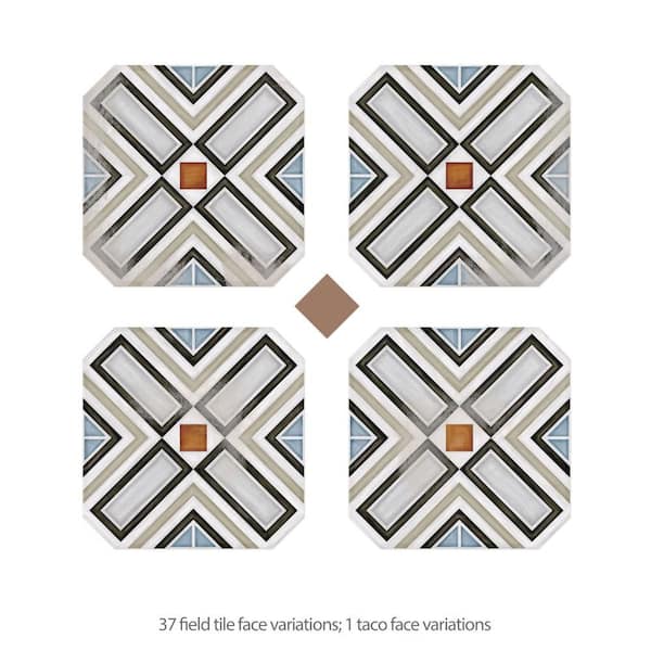 Merola Tile Vaudeville Octagon Deco Ritter with Taco Marron