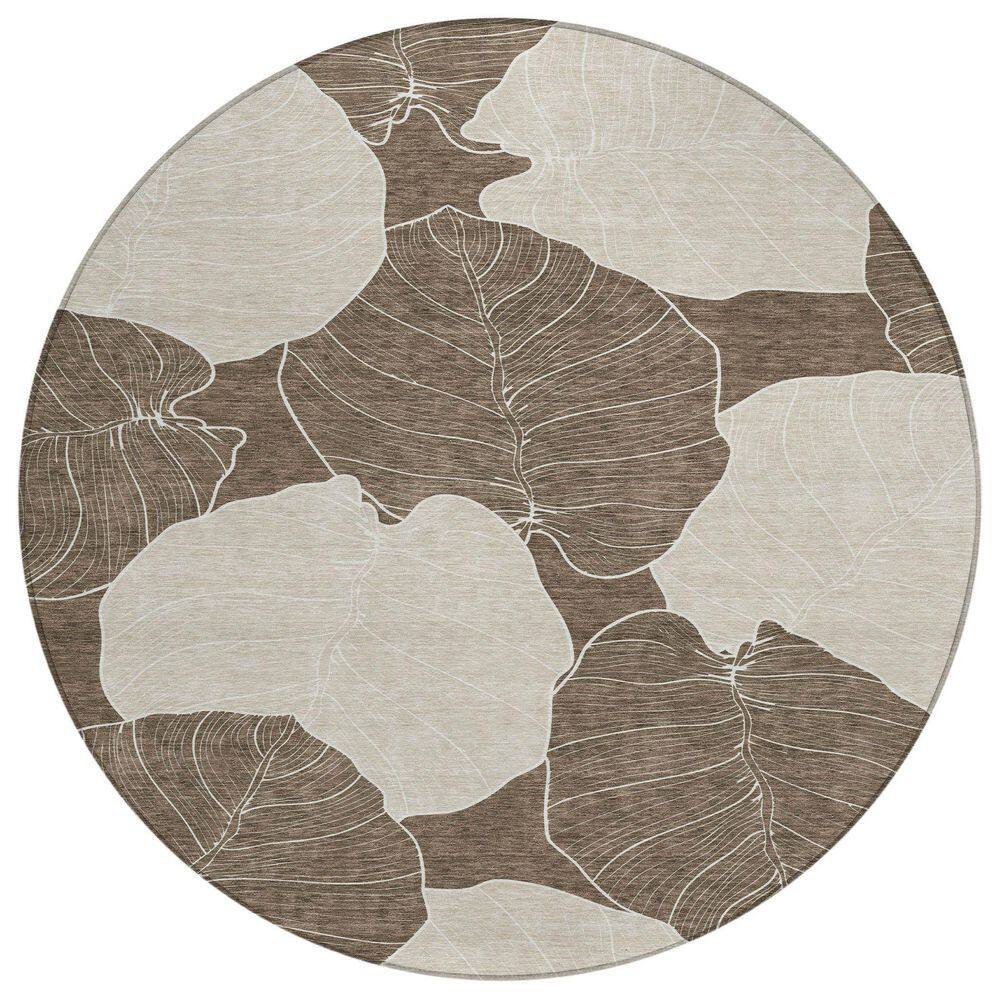 Chantille Machine Washable Indoor/Outdoor Abstract ACN2506 Chocolate 8 ft. x 8 ft. Round Rug price history on PriceWatchPro