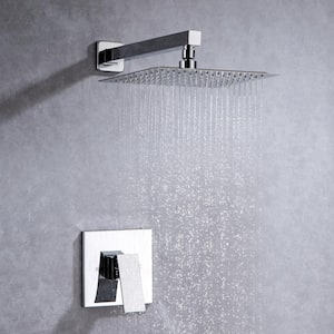 Single-Handle 1-Spray Square with 1.5 GPM Shower Faucet in Chrome (Valve Included)