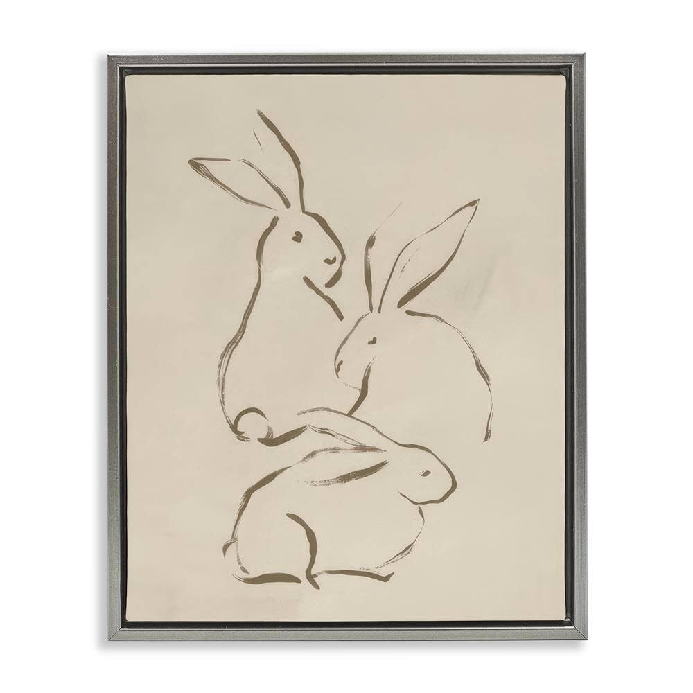 Earthtone Bunny Sketch by June Erica Vess Gray Floater Frame Graphic Art Print Animal 31 in. x 25 in. price history on PriceWatchPro