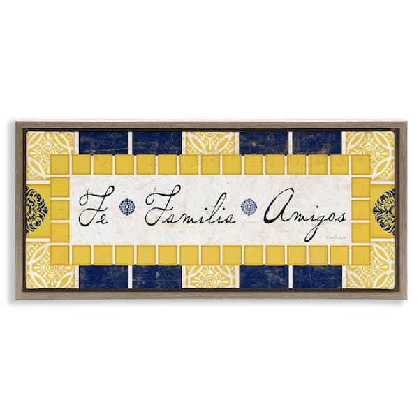 Stupell Industries Faith Family Friends by Jennifer Pugh Brown Floater Frame Typography Graphic Art Print 14 in. x 31 in.