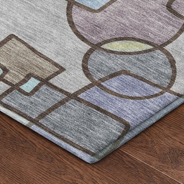 Mayfield Premium Machine Washable Abstract AMF2503 Gray 2 ft. x 3 ft. Accent Rug