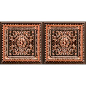 La Scala Antique Copper 2 ft. x 4 ft. PVC Glue-up or Lay-in Faux Tin Ceiling Tile (80 sq. ft./case)