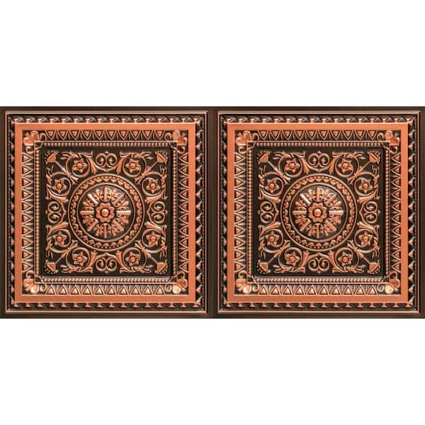 La Scala Antique Copper 2 ft. x 4 ft. PVC Glue-up or Lay-in Faux Tin Ceiling Tile (400 sq. ft. /Case)