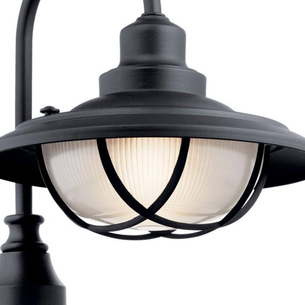 Harvest Ridge Black Aluminum Outdoor Post Light with White Shade